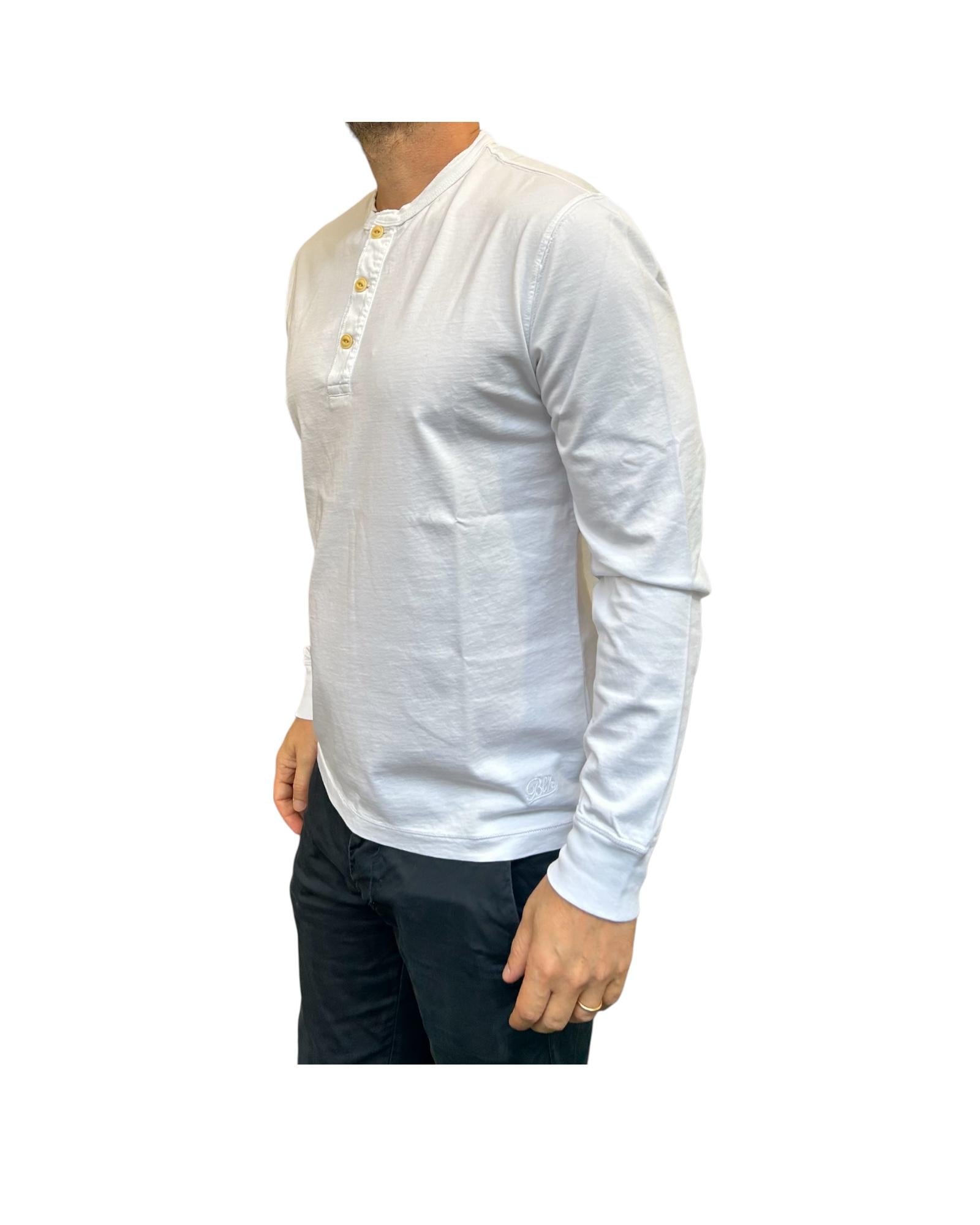 T-shirt manica lunga con bottoni White W1011 WHITE BL'KER 