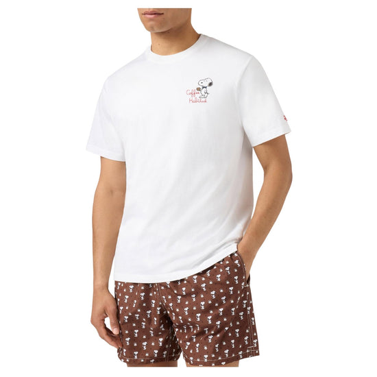 T-shirt bianca con ricamo Coffee Habituè POT0001 01623L MC2 SAINT BARTH 