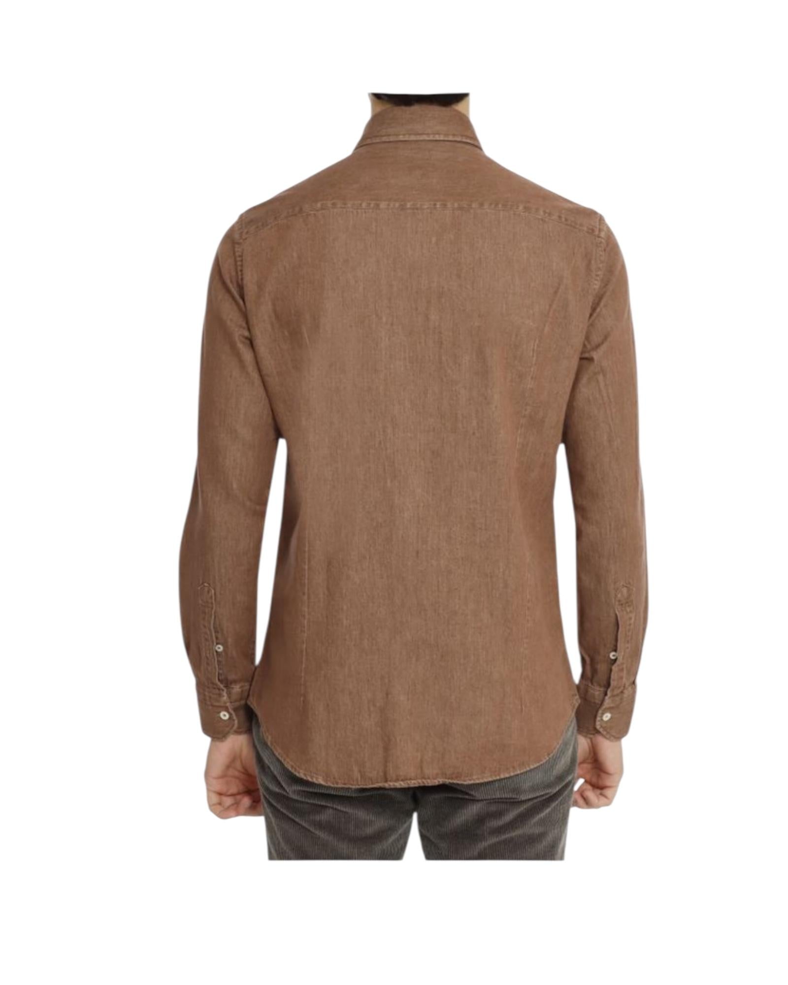 Camicia uomo in cotone Denim Marrone B4429 DENIM MORO BASTONCINO 