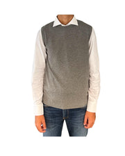 Gilet girocollo in lana e cashmere Grigio chiaro