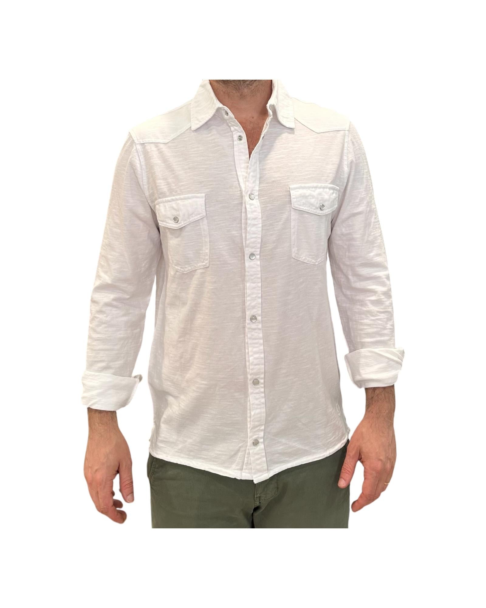 Camicia uomo Western El Paso Fiammata, white. 6506 WHITE BL'KER
