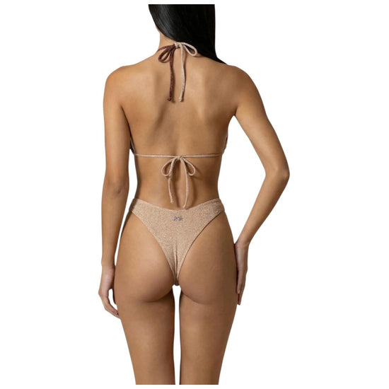 Bikini triangolo e slip fisso Beige e marrone SW1110 BEIGE MARRONE F**K 
