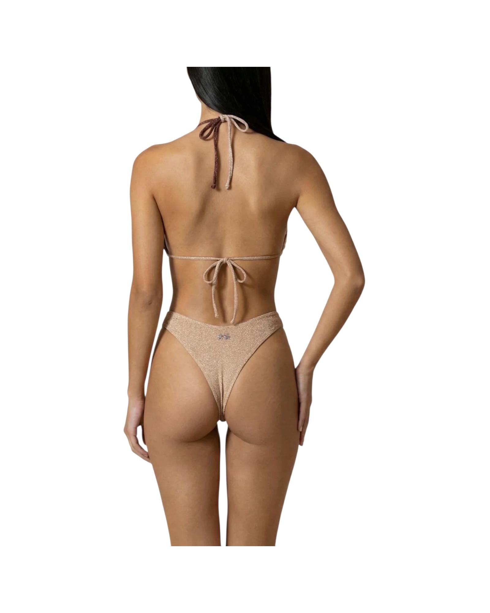 Bikini triangolo e slip fisso Beige e marrone SW1110 BEIGE MARRONE F**K 