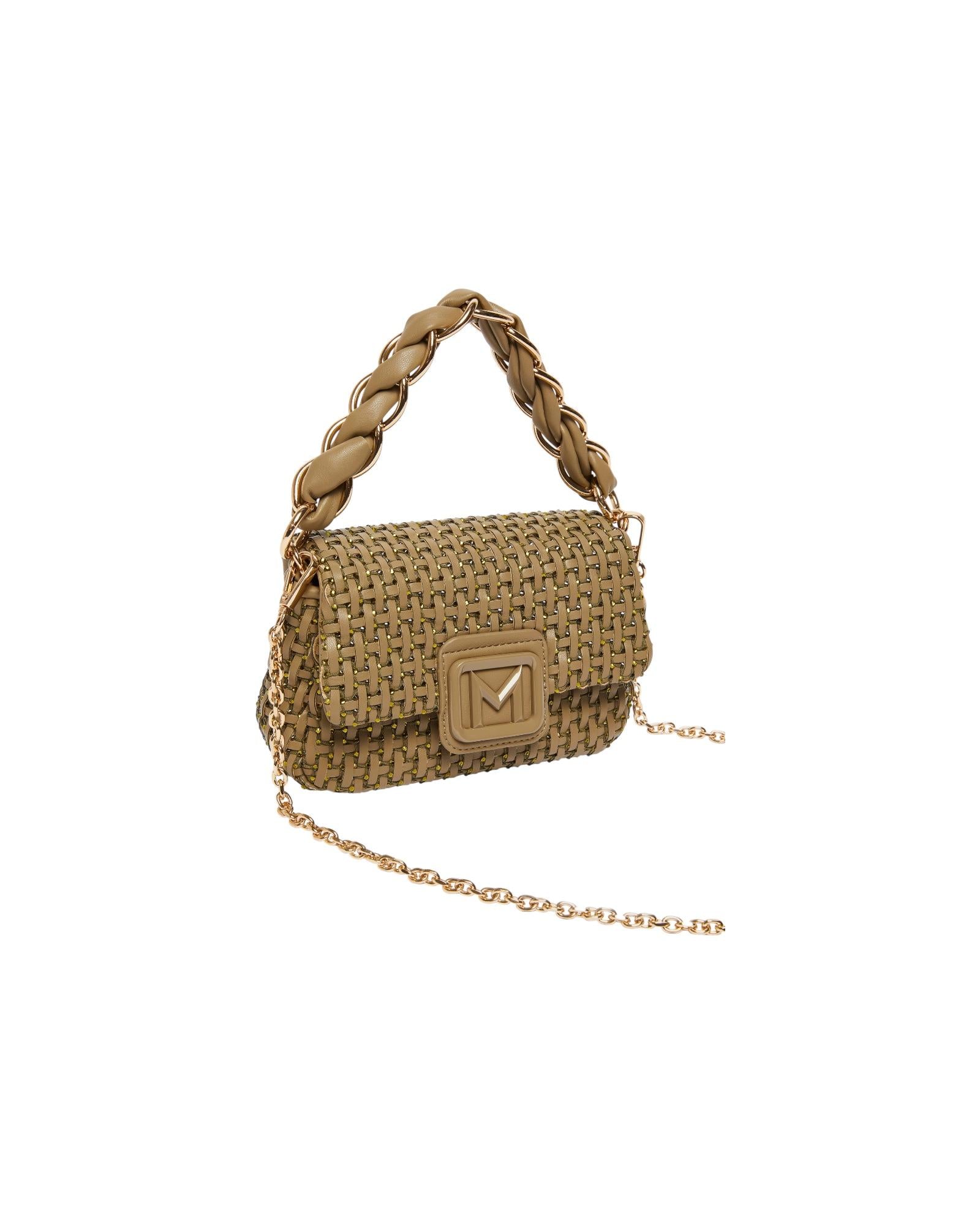 Borsa Le Muse small con intreccio e strass Verde kaki LONTRA1 002 MARELLA 
