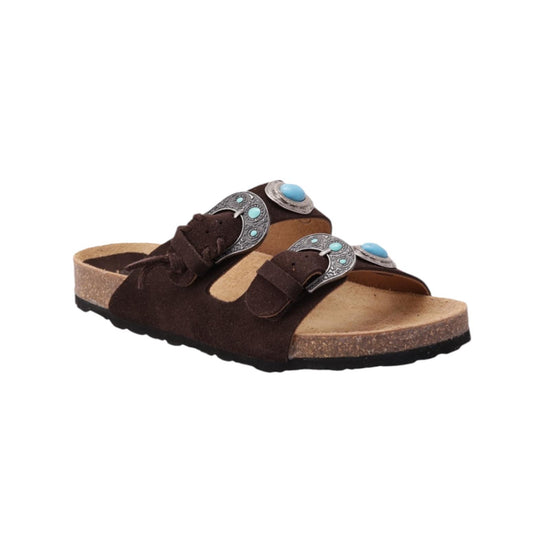 Sandalo Buckle Stone Suede Testa di moro BUCKLE STONE SUEDE TESTA DI MORO TAJI 