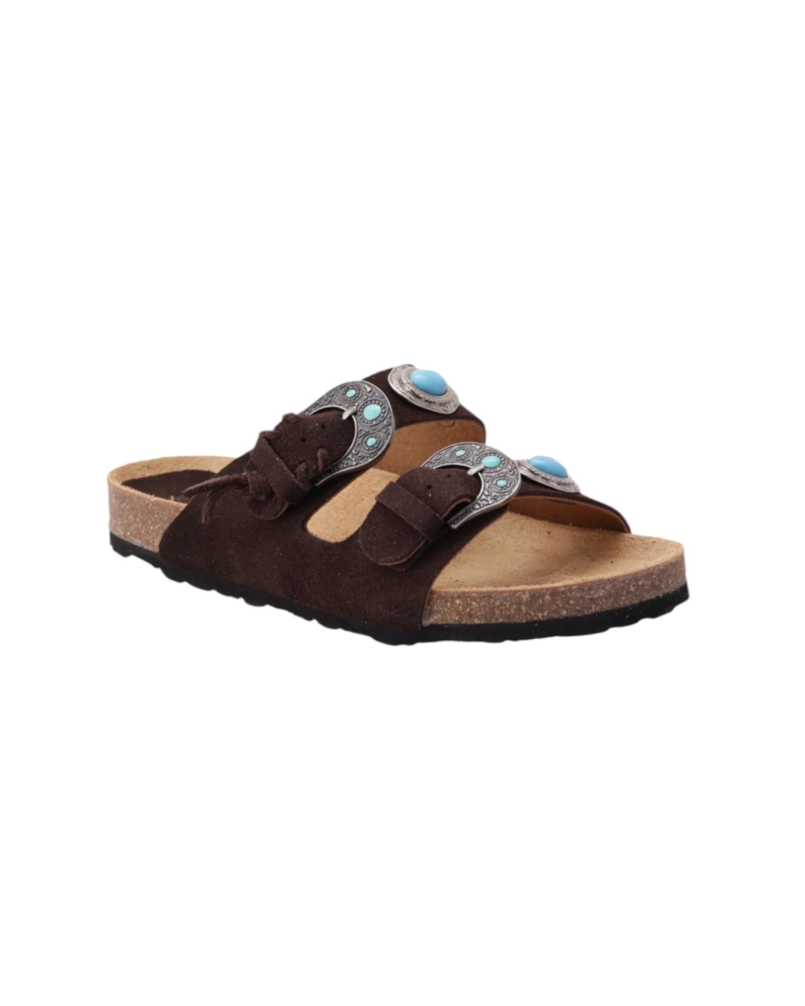 Sandalo Buckle Stone Suede Testa di moro BUCKLE STONE SUEDE TESTA DI MORO TAJI 