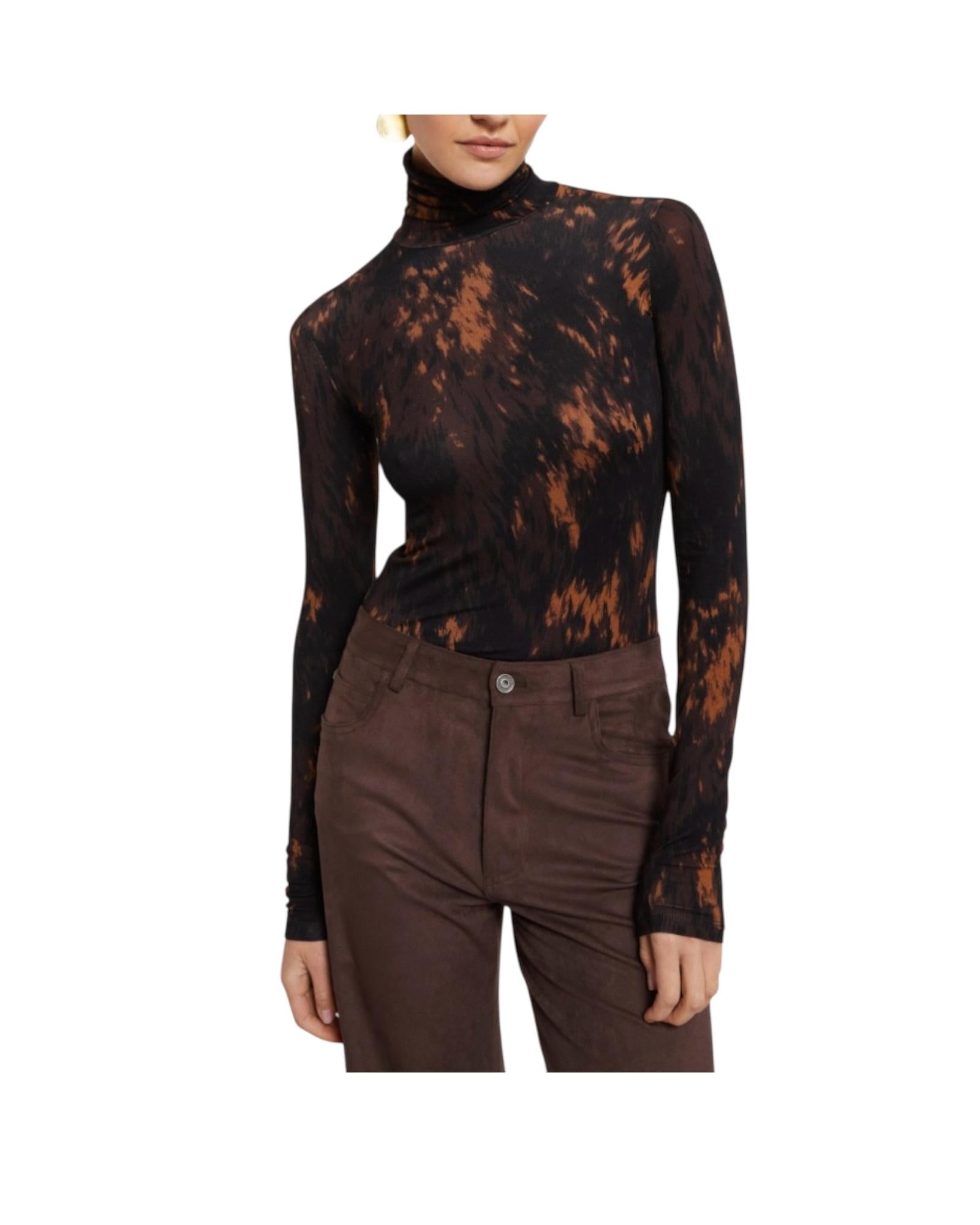 Dolcevita in viscosa stampata RLE DM8147 NERO MARRONE OTTOD'AME 