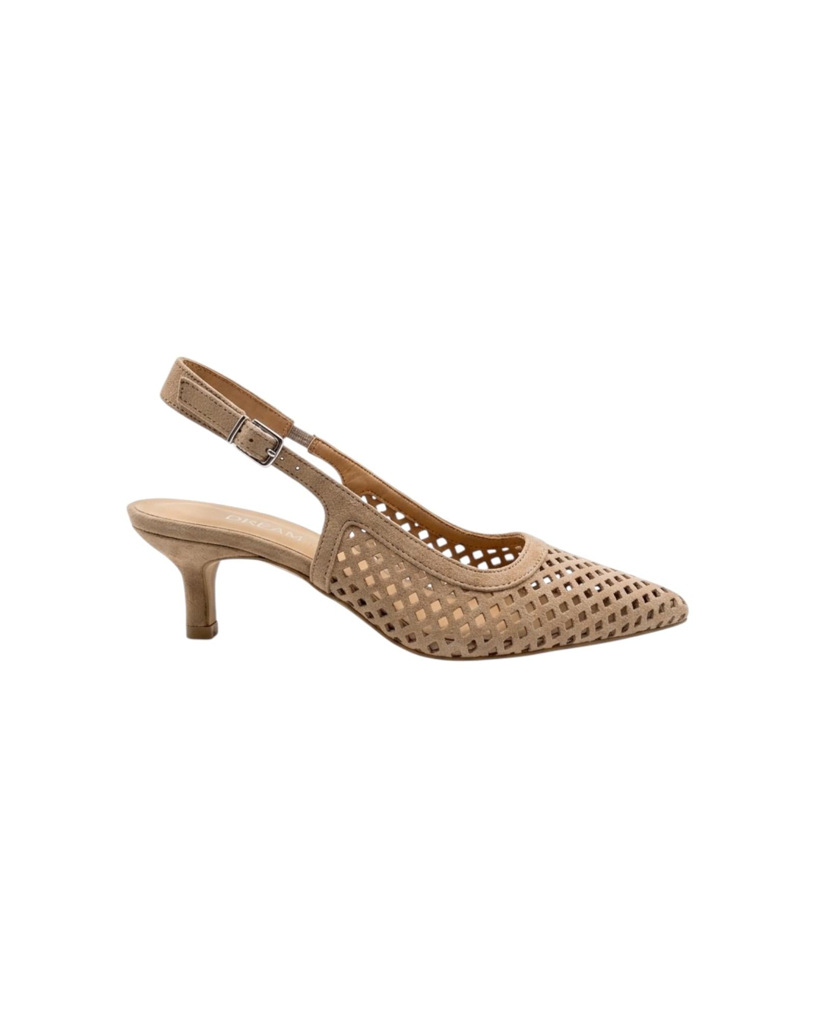 Slingback traforato in camoscio Camel 260 CAMOSCIO CAMEL DREAMER