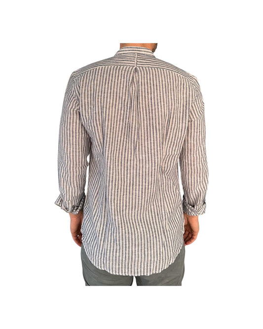 Camicia uomo misto lino a righe Blue navy AU25S06CA LINCOT366 NAVY BLUE Alley docks 
