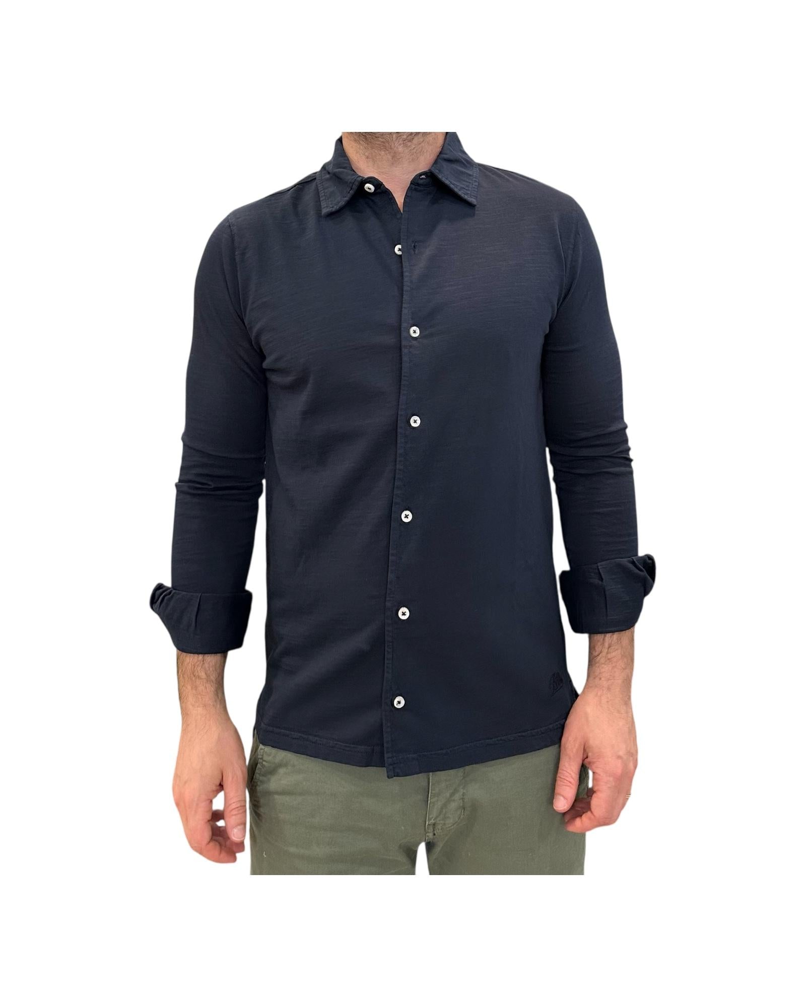 Camicia uomo Seaport fiammata navy. 6503 NAVY BL'KER