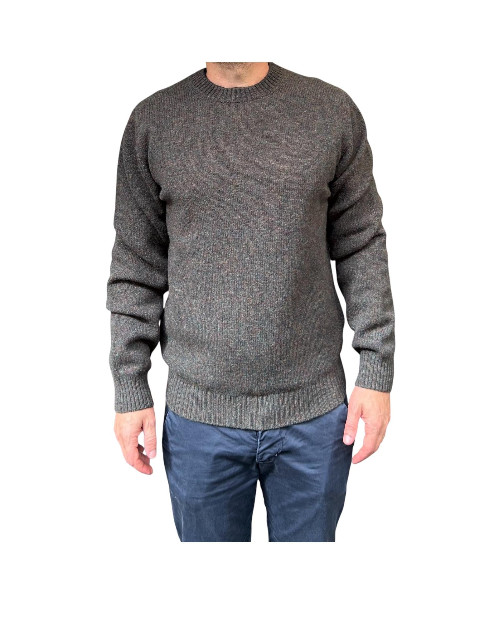 Maglione girocollo in lana Green W9001 GREEN BL'KER 