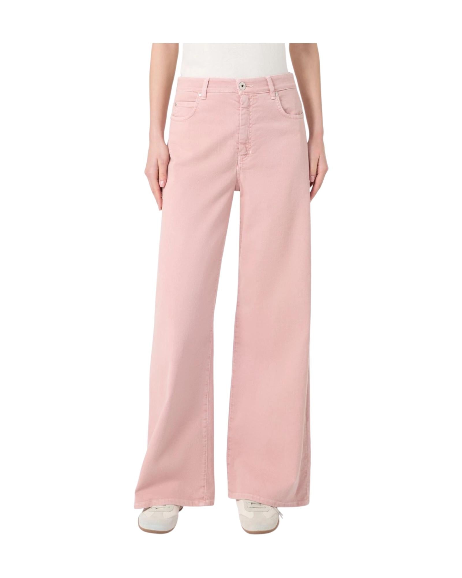 Pantalone Wide leg in drill di cotone Rosa MEDINA 005 MAX MARA WEEKEND
