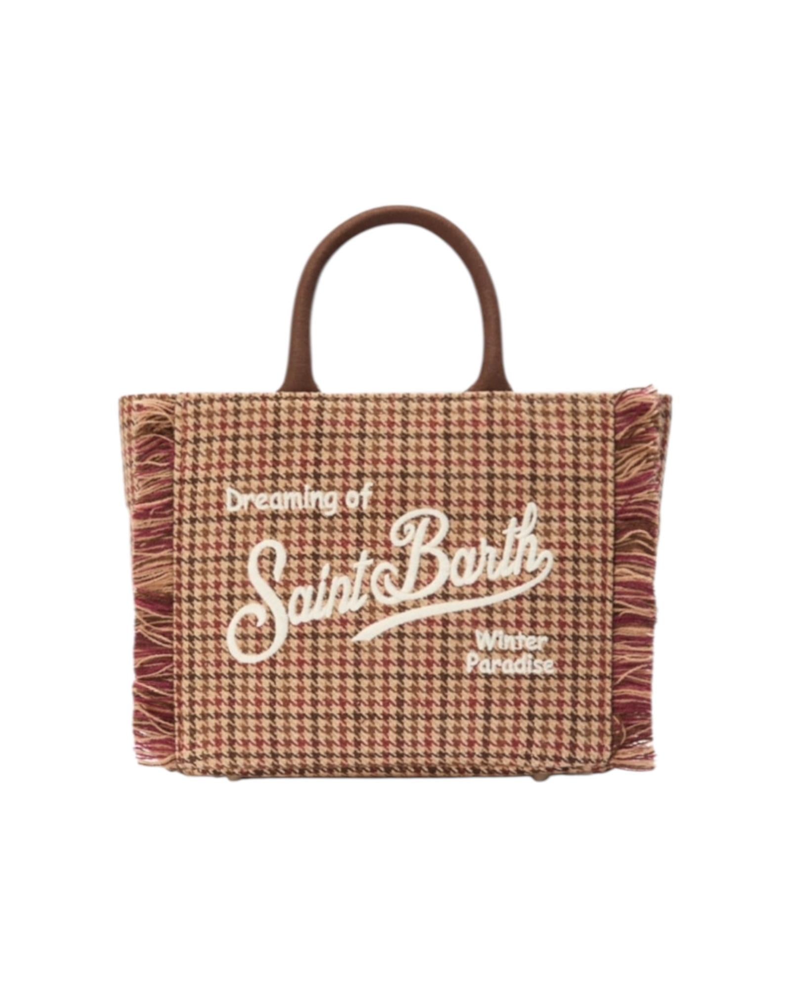 Borsa Colette wool in misto lana Pied de poule Marrone COL0029 00282I MC2 SAINT BARTH