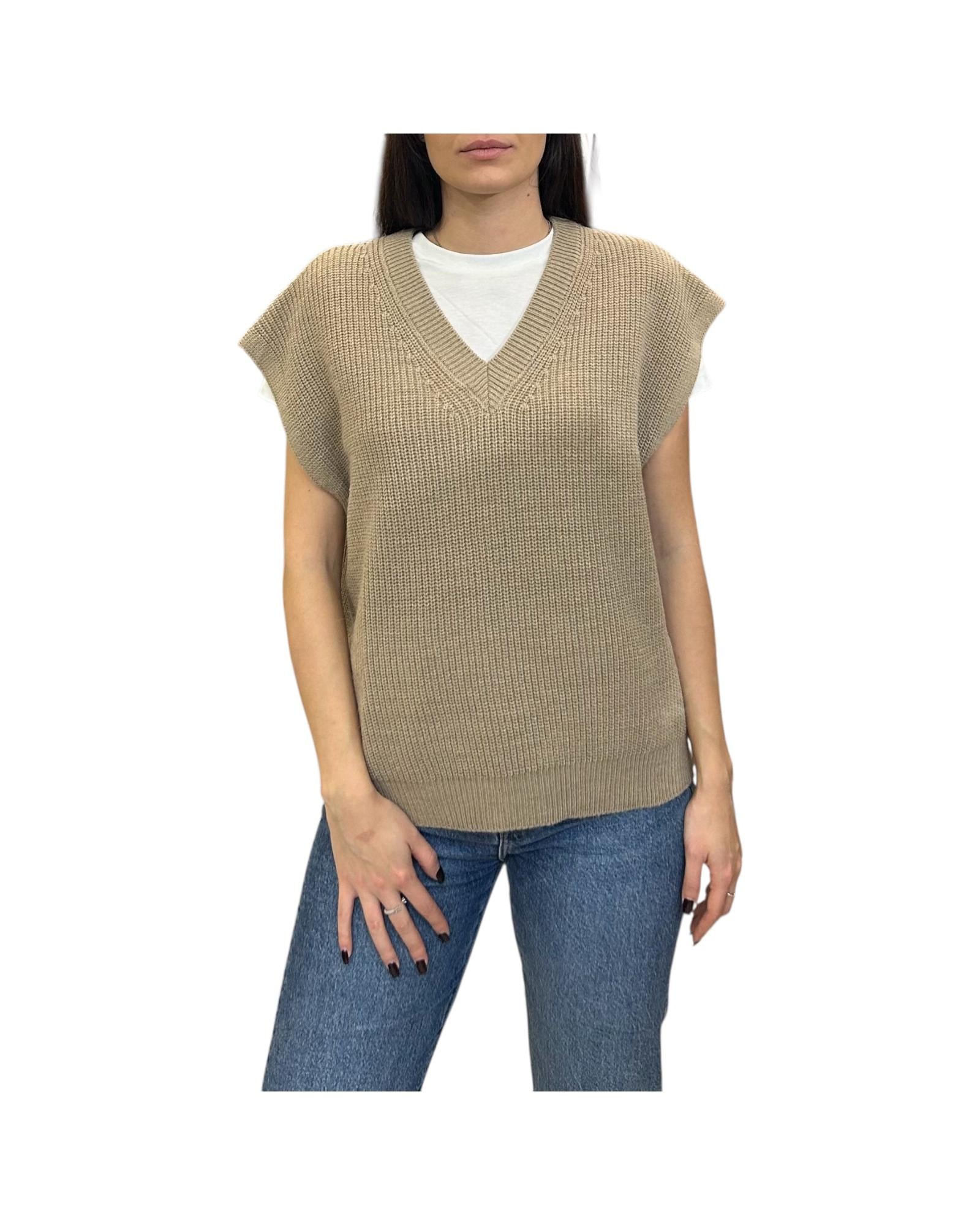 Gilet scollo a V costa inglese Beige LFP P050 BEIGE haveone