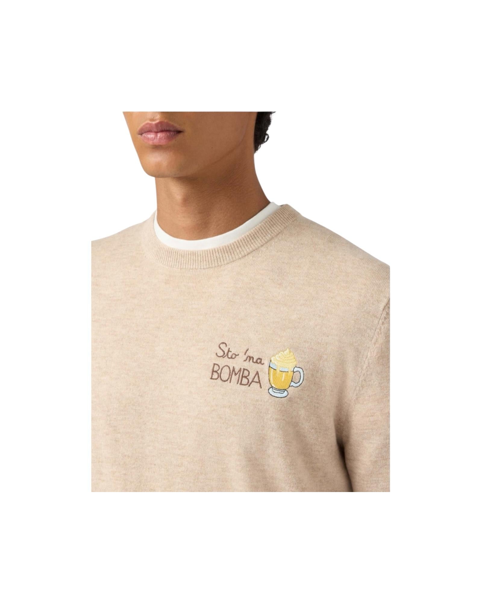 Maglione girocollo con ricamo Sto na bomba HER0024 03499I MC2 SAINT BARTH 