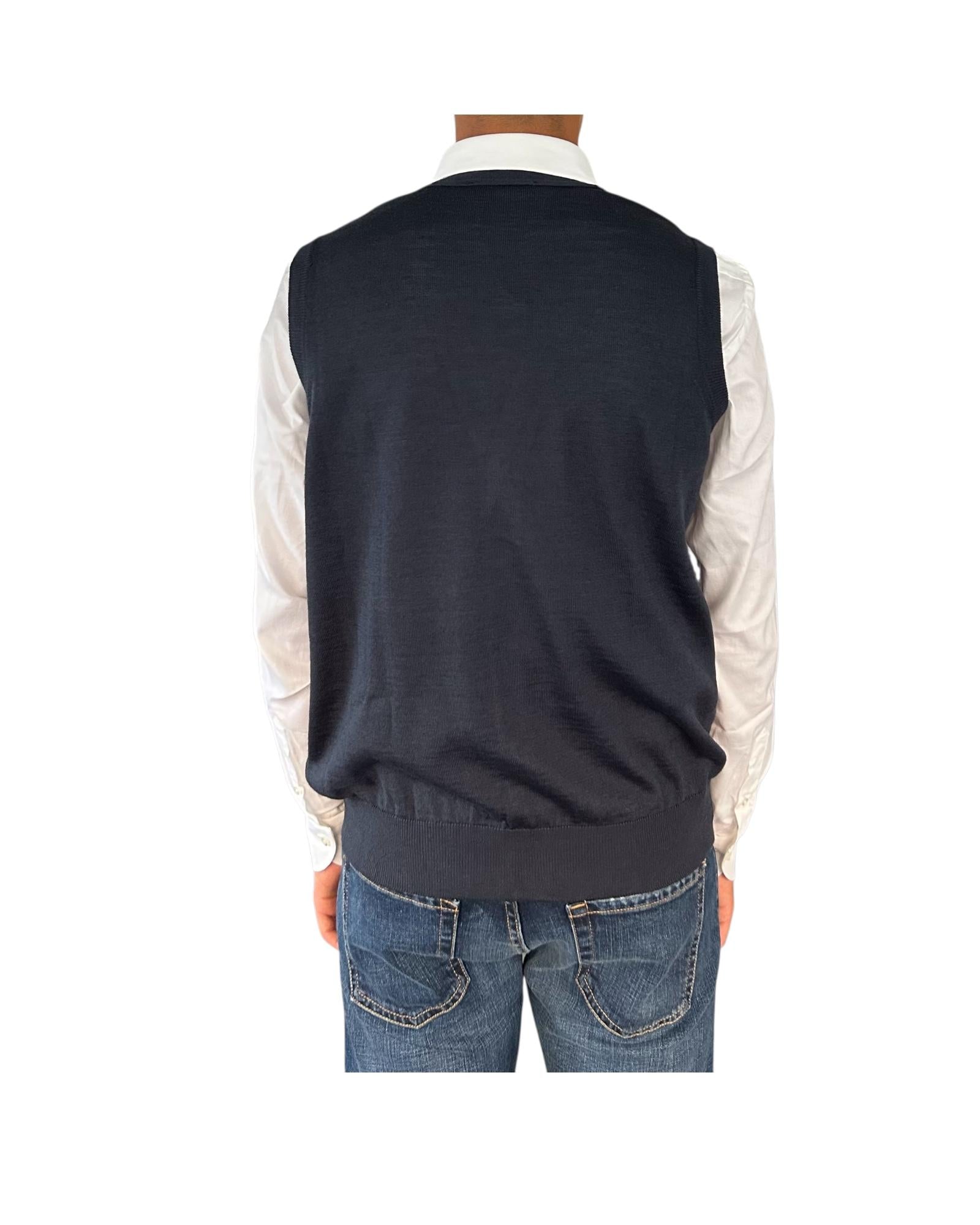 Gilet con bottoni in lana Blu 00G00149M 440 MONTECHIARO 