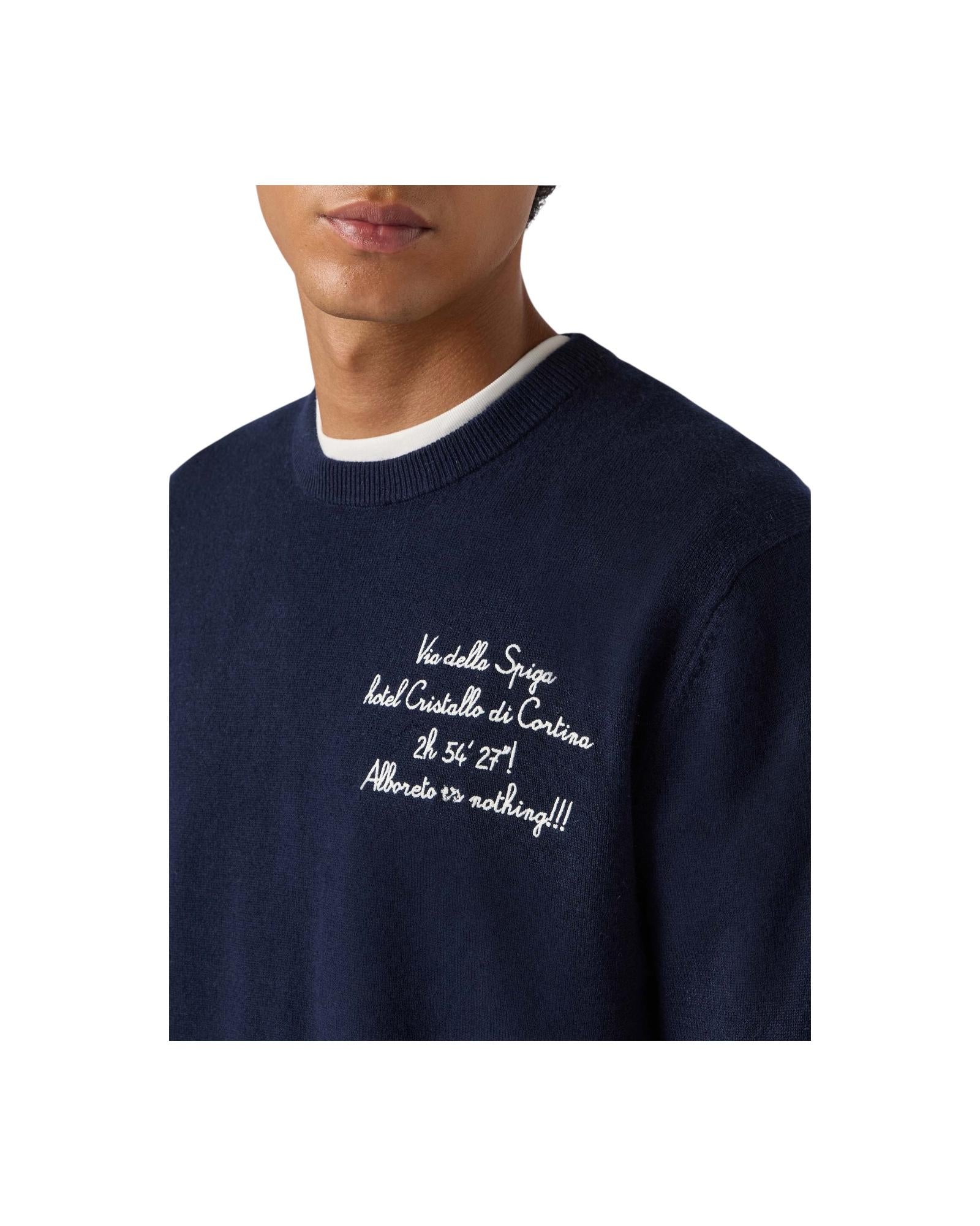 Maglione girocollo con ricamo Blu HER0024 03389I MC2 SAINT BARTH 