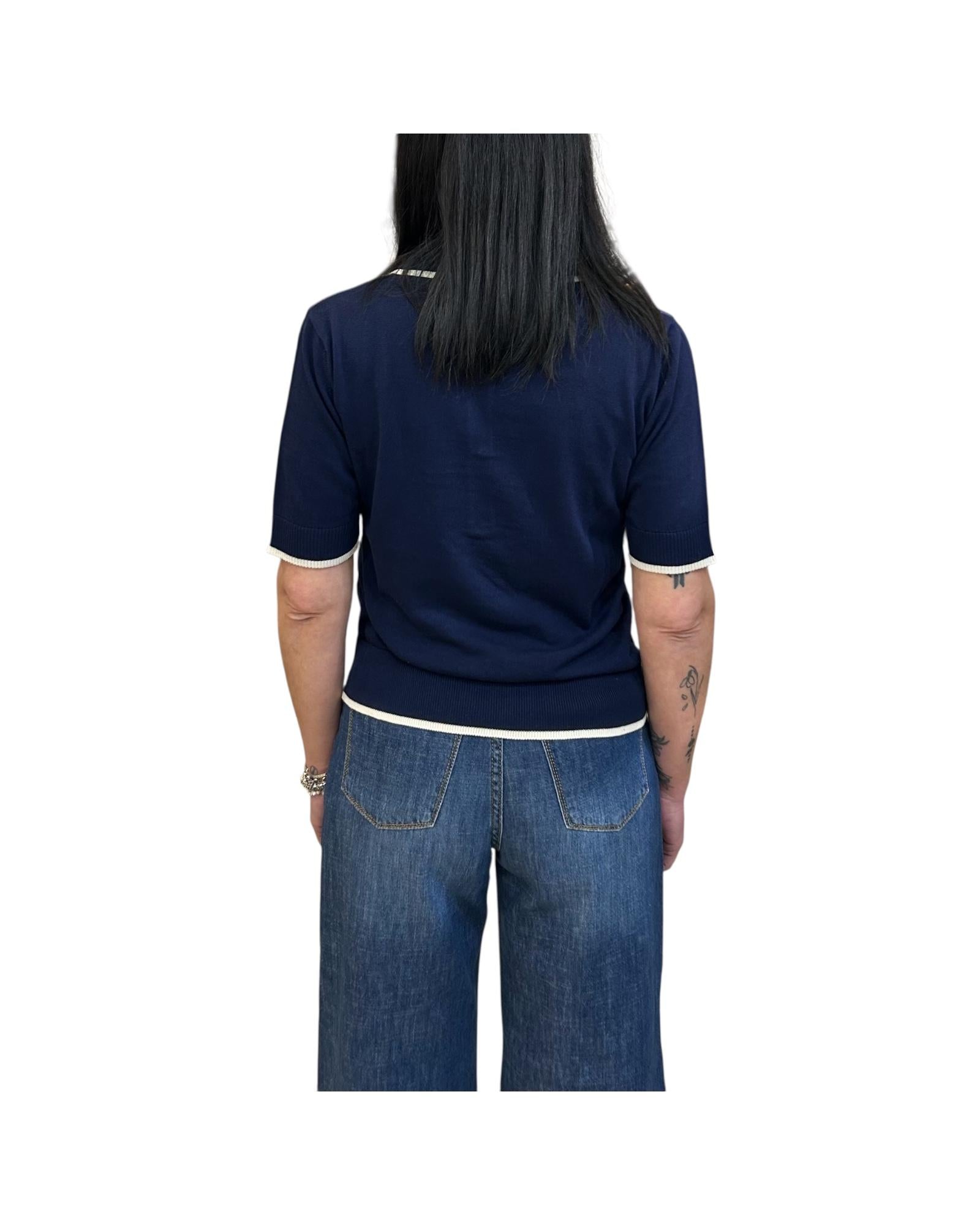 Polo con profili a contrasto Navy M38 919 222 FLOOR 