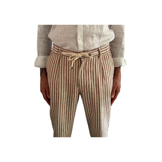 Pantalone misto lino righe Rust AU25S32PA PA1413 RUST ALLEY DOCKS 