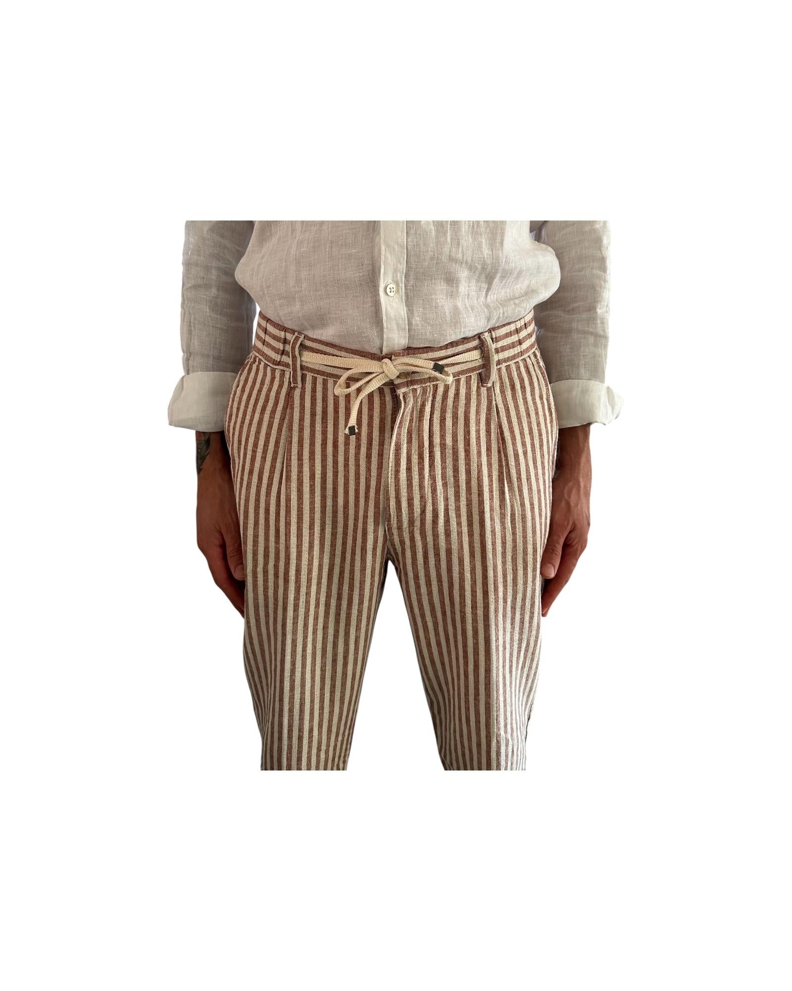 Pantalone misto lino righe Rust AU25S32PA PA1413 RUST ALLEY DOCKS 