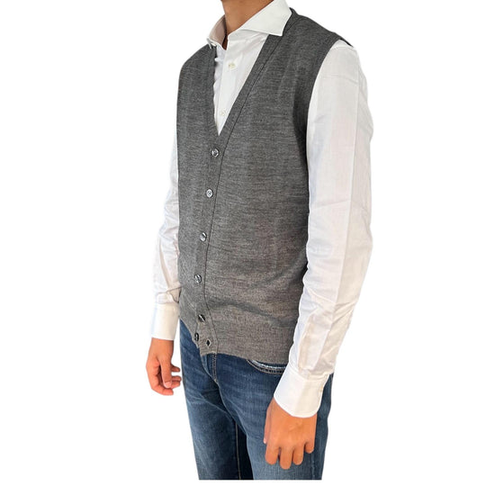 Gilet con bottoni in lana Grigio medio 00G00149M 240 MONTECHIARO 