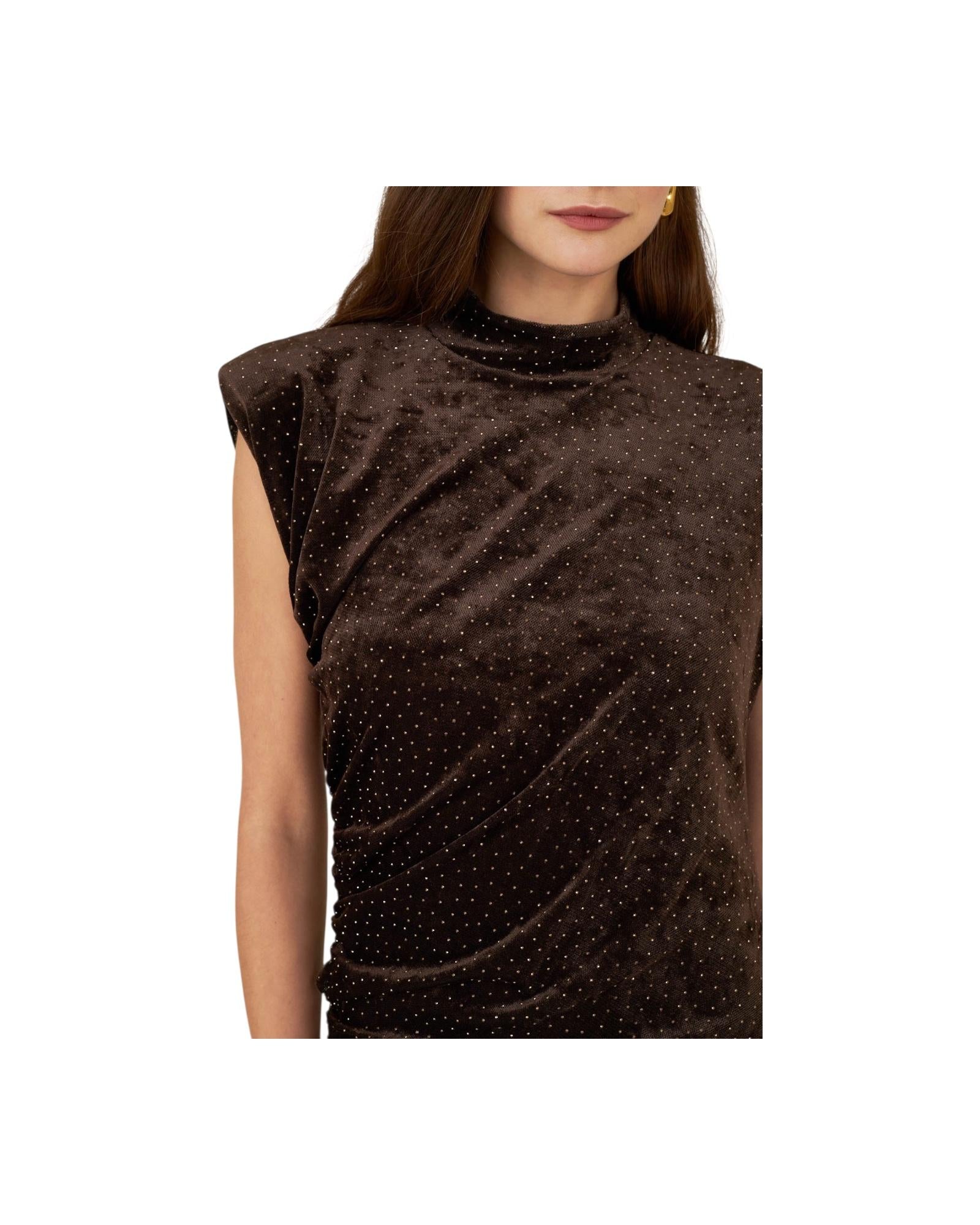 Abito in ciniglia con micro strass Marrone M38F1394 MARRONE SOUVENIR 