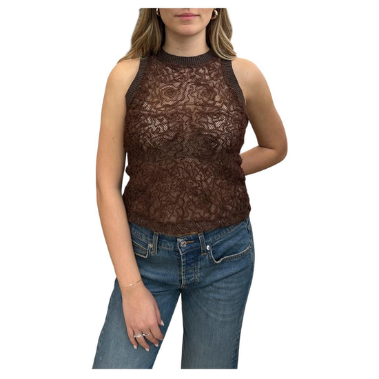 Top in pizzo lavorato Cioccolato RNO Q037 232 HAVEONE 
