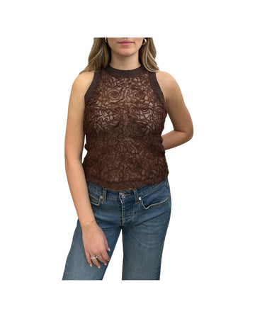 Top in pizzo lavorato Cioccolato RNO Q037 232 HAVEONE 