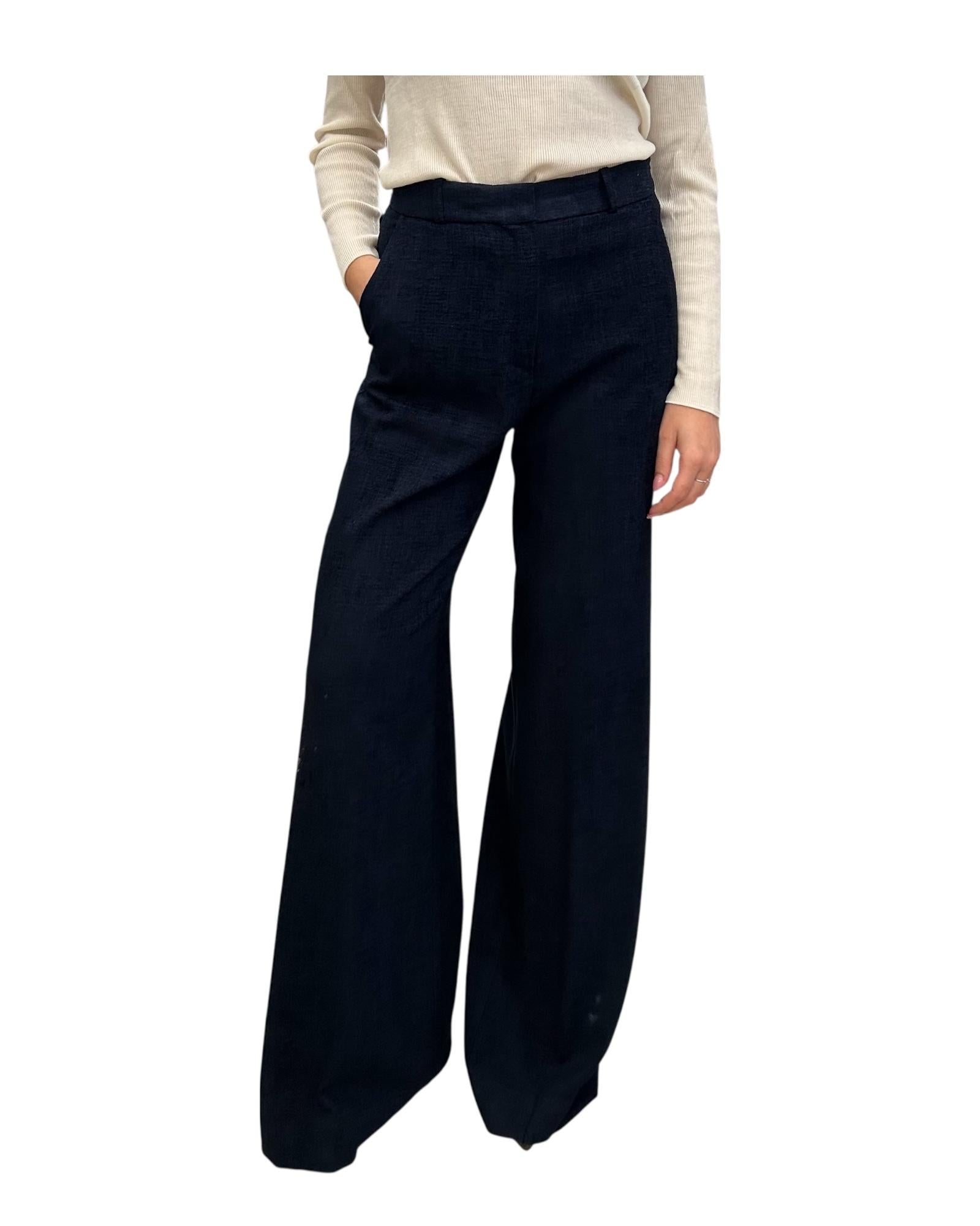 Pantalone Palazzo in velluto lavorato Blu PCB P033 004 haveone
