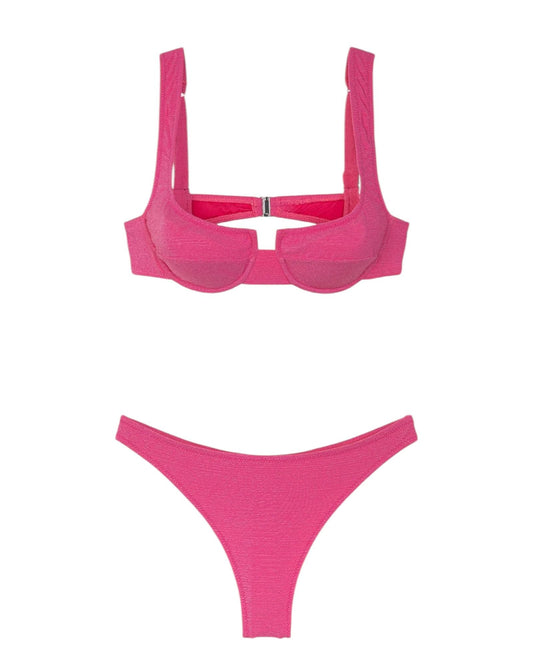 Bikini Donna F**K Reggiseno con Ferretto e Slip Americano Fisso Fucsia 1142FX FUXIA F**K 