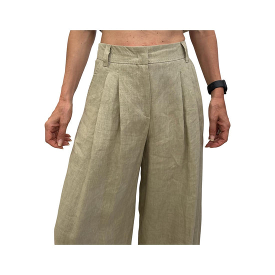 Pantalone in lino Wide leg beige ZAMA 002 MARELLA 