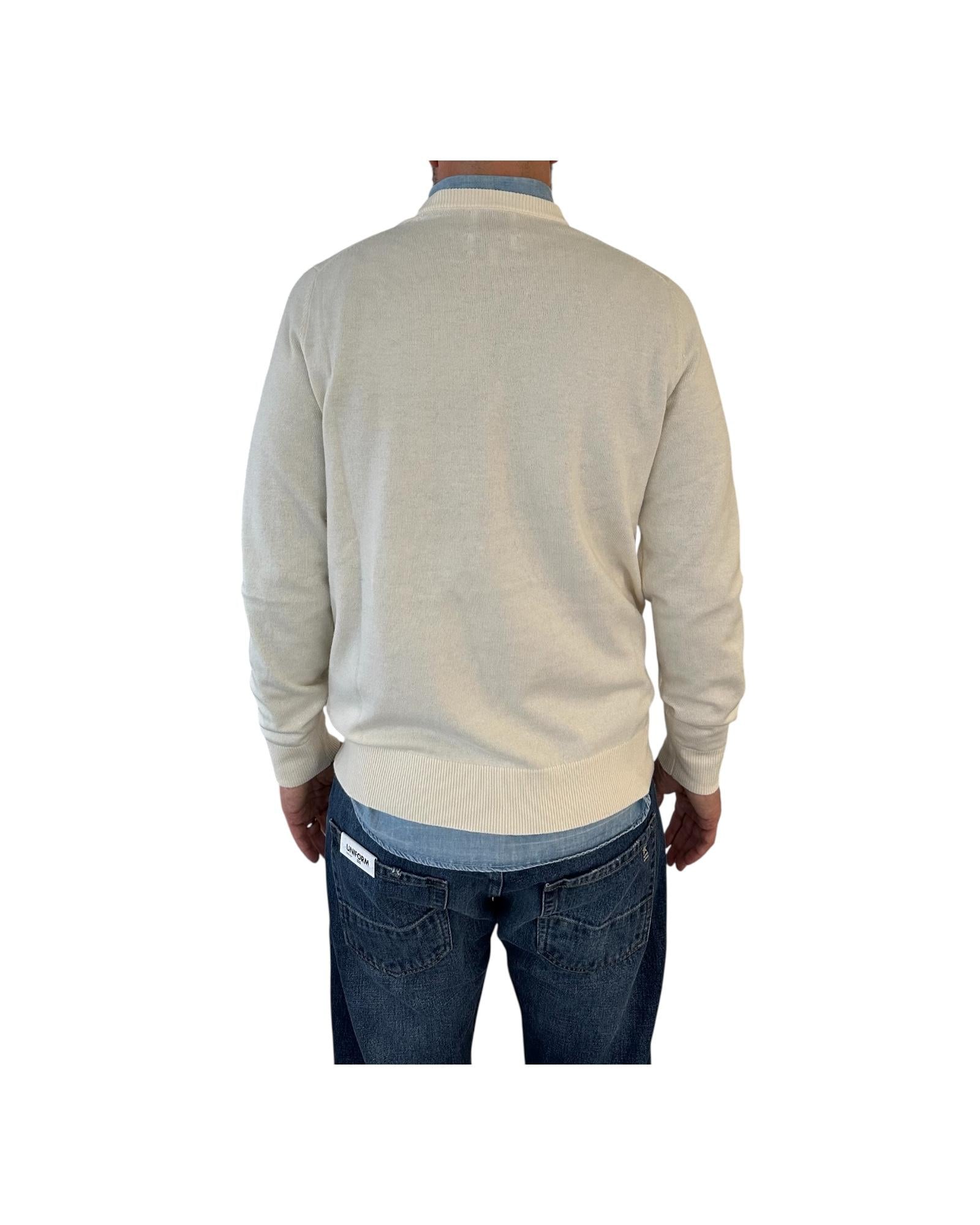 Maglione a girocollo con ricamo Sole, wishy e sei in pole position Panna HER0024 03391I MC2 SAINT BARTH