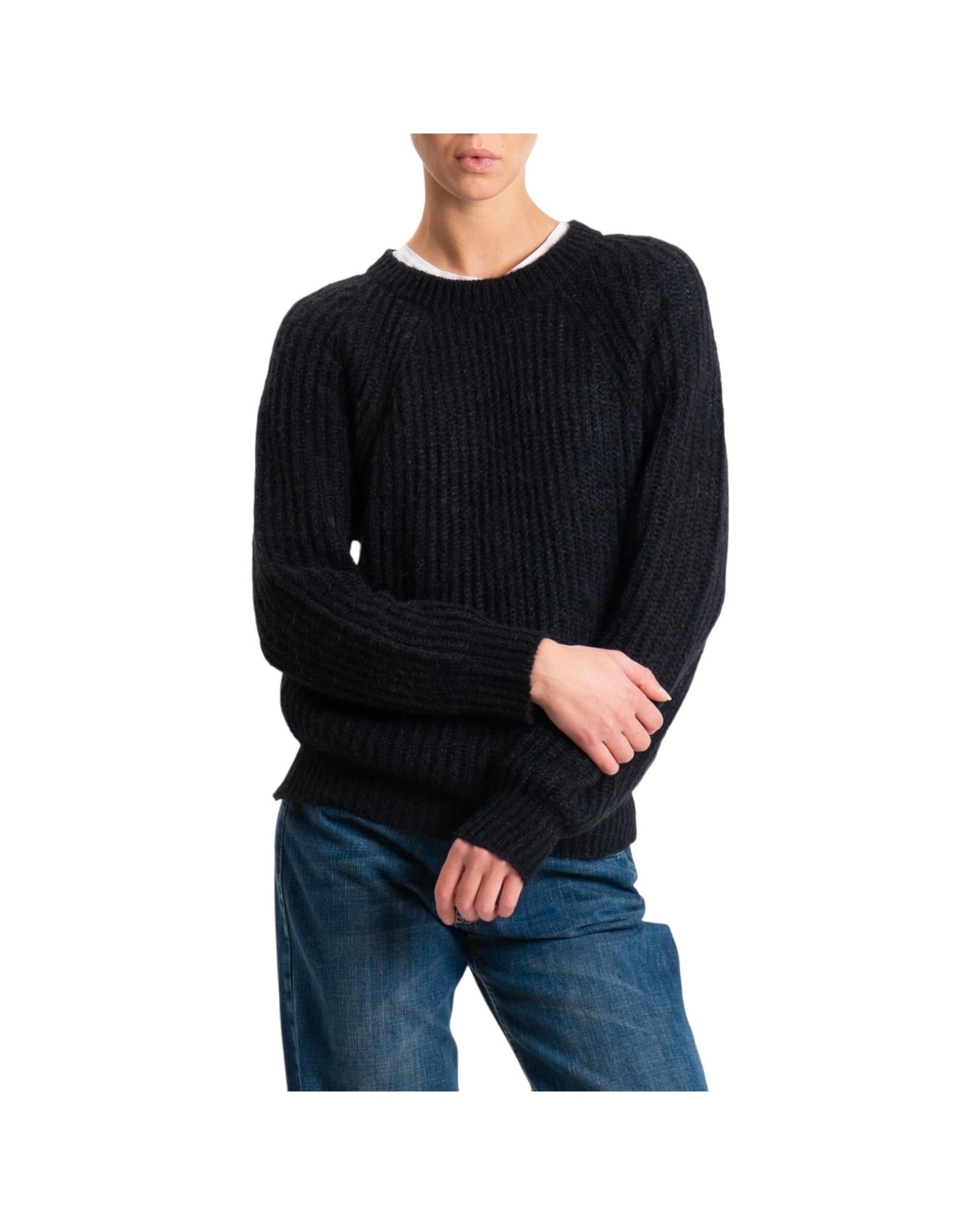 Maglione mohair a coste inglesi Nero 55086F NERO VICOLO 
