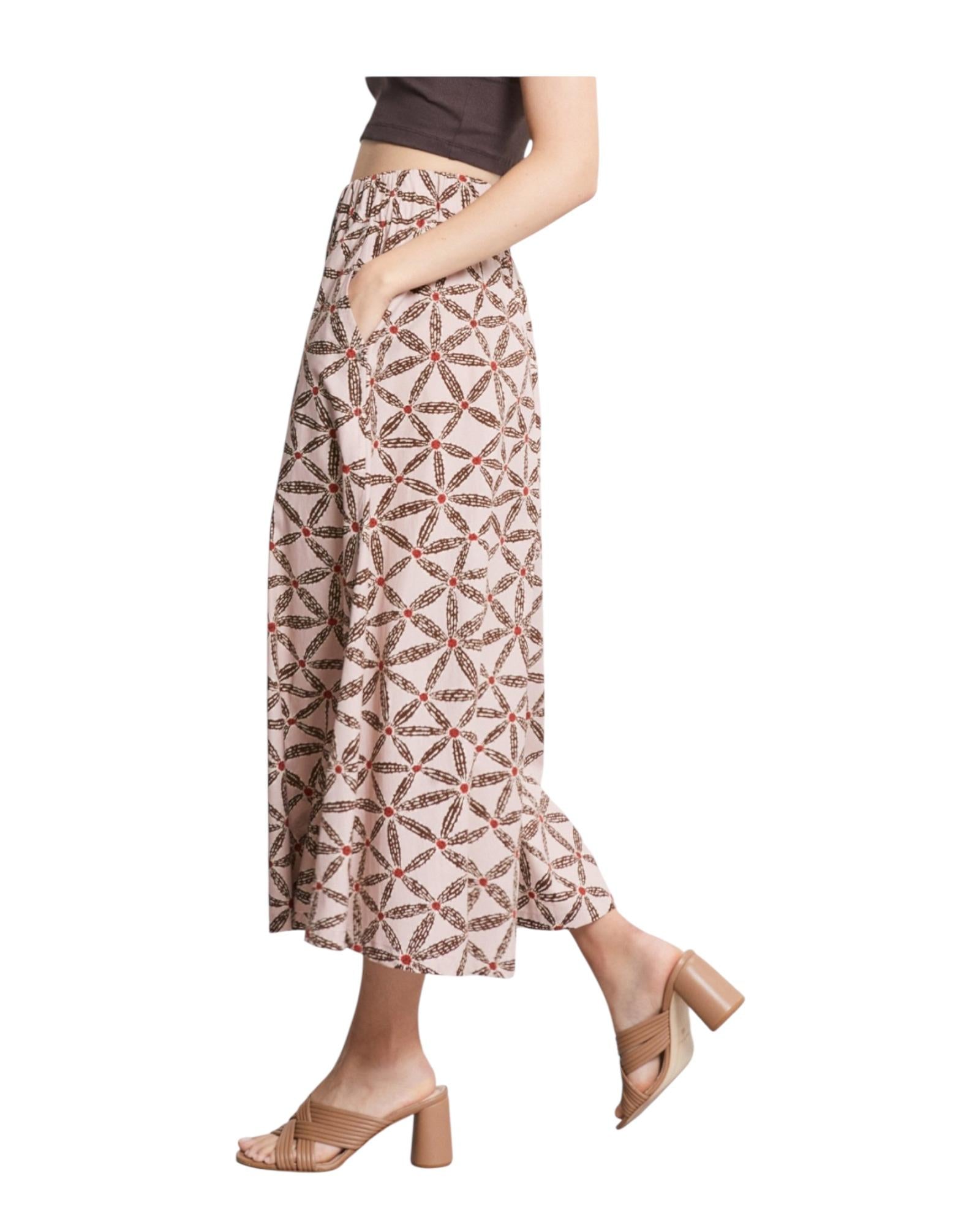 Pantalone culotte in cotone stampato. AYN DP9833 MADAME OTTOD'AME