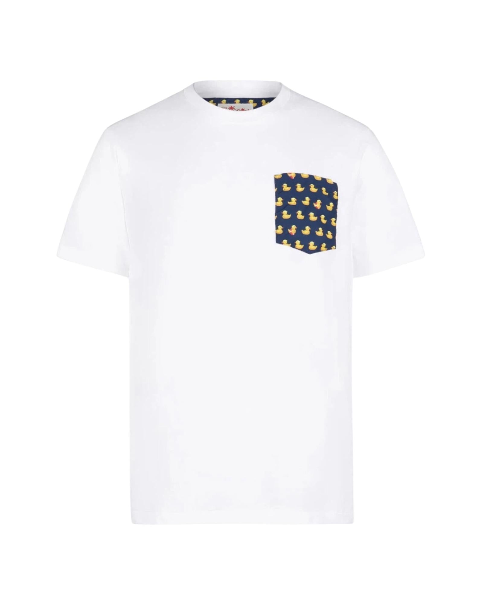T-Shirt in cotone con taschino stampa papere BLA0001 03099H MC2 SAINT BARTH 