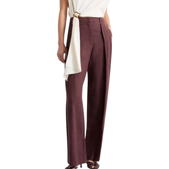 Pantalone in lino lavato Marrone RETE 001 MARELLA 