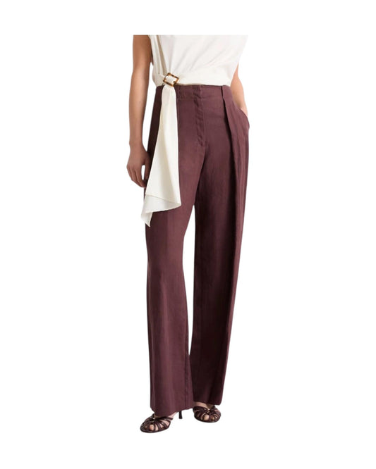 Pantalone in lino lavato Marrone RETE 001 MARELLA 