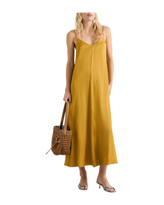 Slip dress in gabardina di misto lino Olio VOLIERA 002 MARELLA 