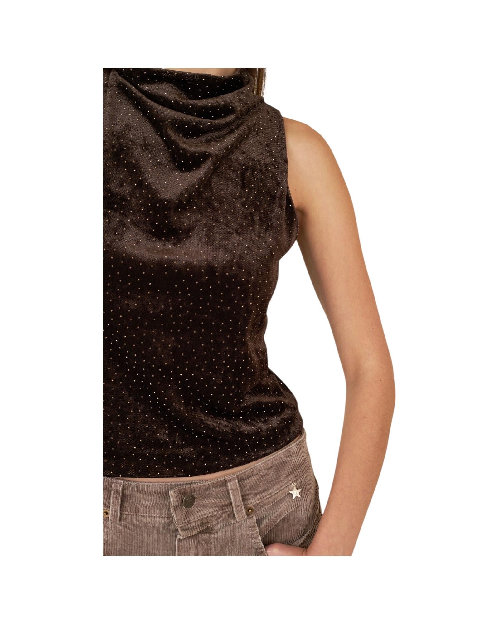 Top con strass Marrone M38F1395 MARRONE SOUVENIR 