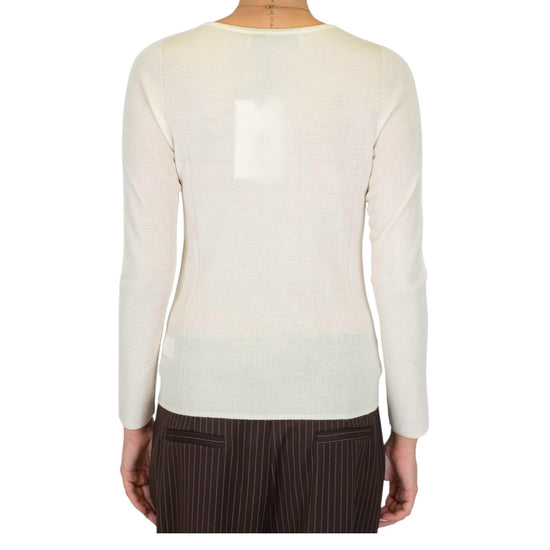 Maglia scollo madonna in lana merino Panna MTA P103 030 haveone 