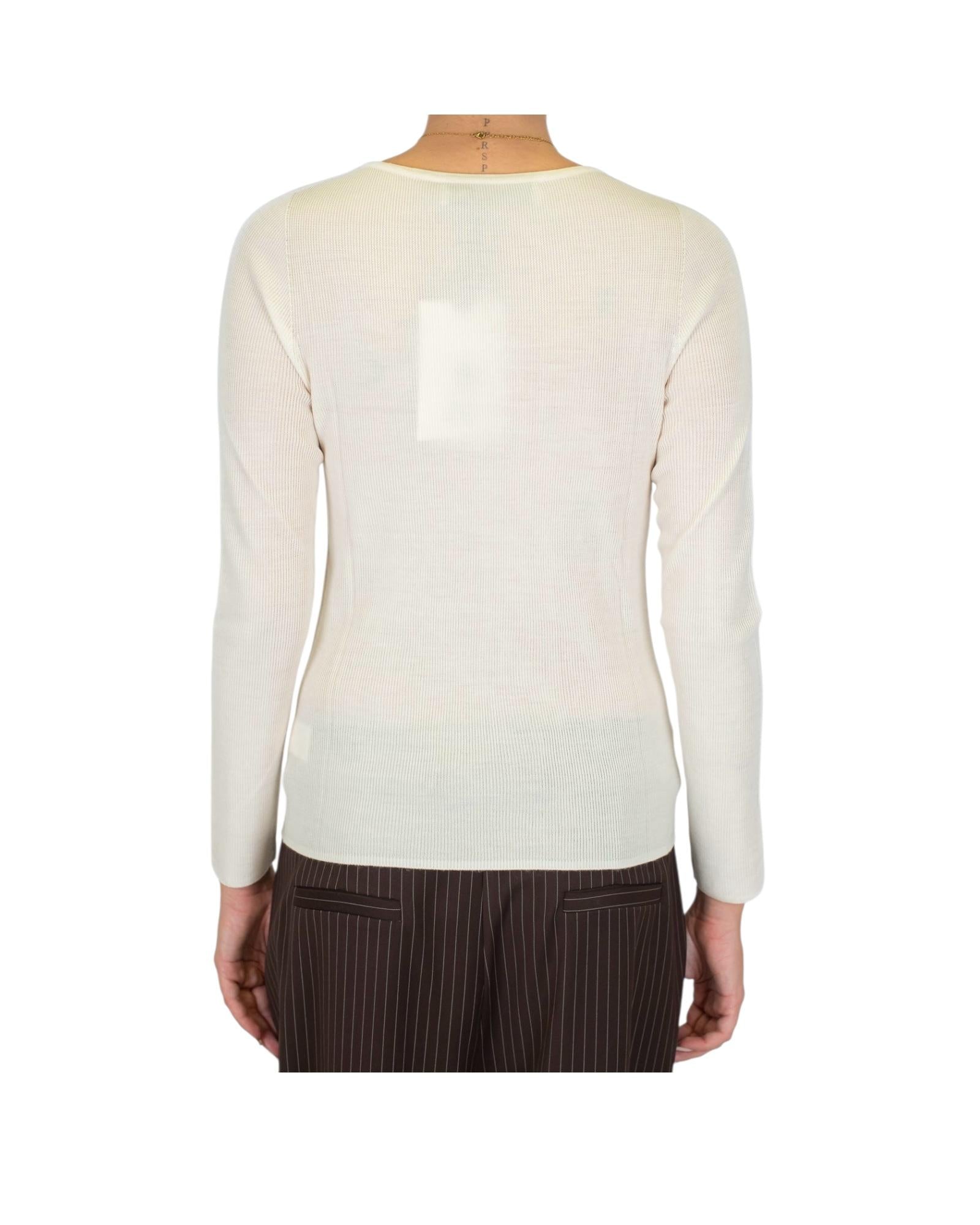 Maglia scollo madonna in lana merino Panna MTA P103 030 haveone 