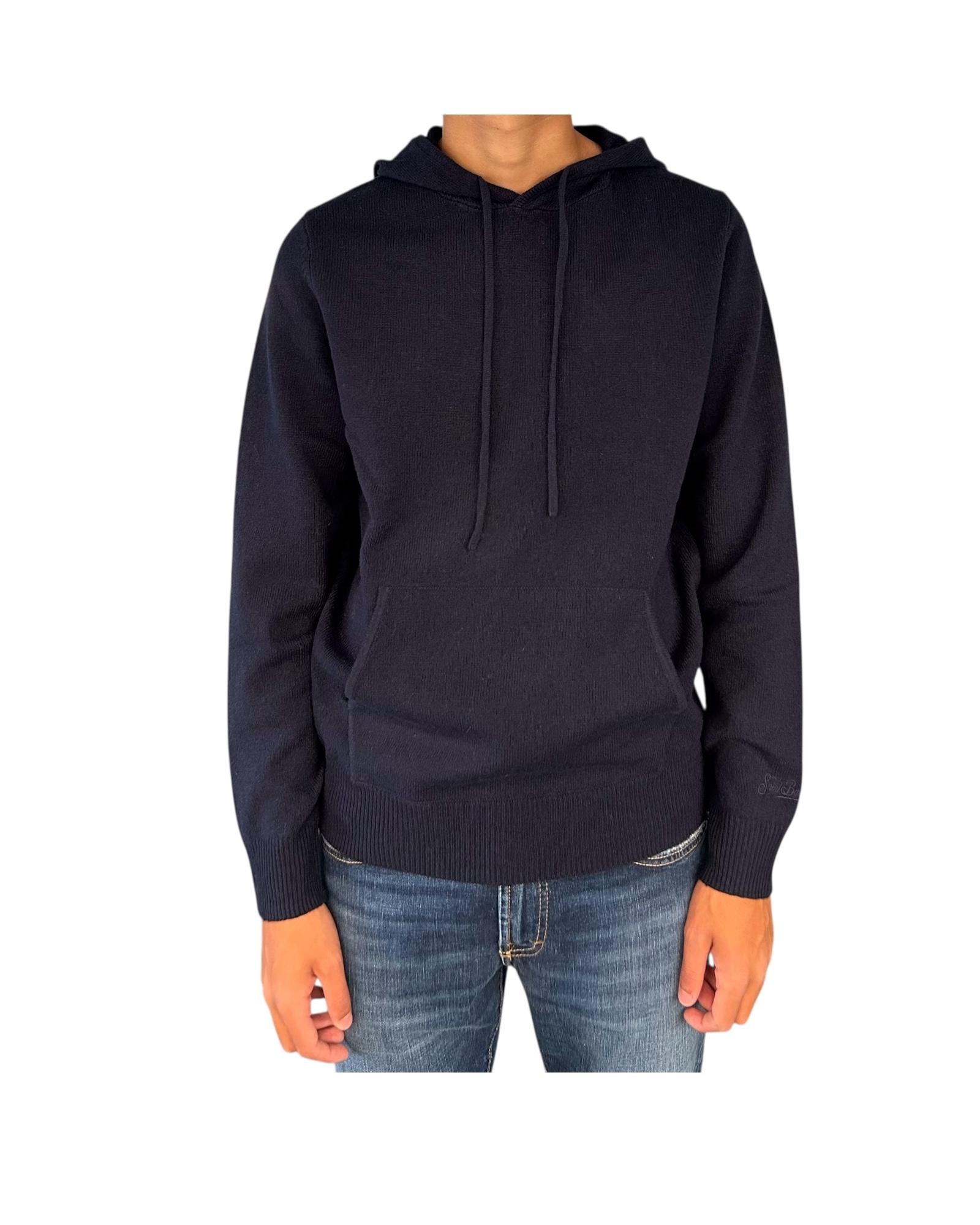 Maglione con cappuccio in lambswool Blu MAH0002 00063I MC2 SAINT BARTH