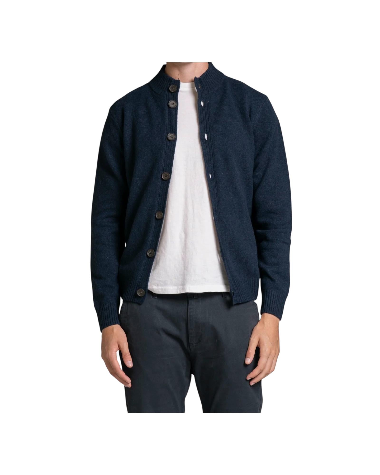 Cardigan Chase in lana Navy CHASE WN8C01 IMPURE 