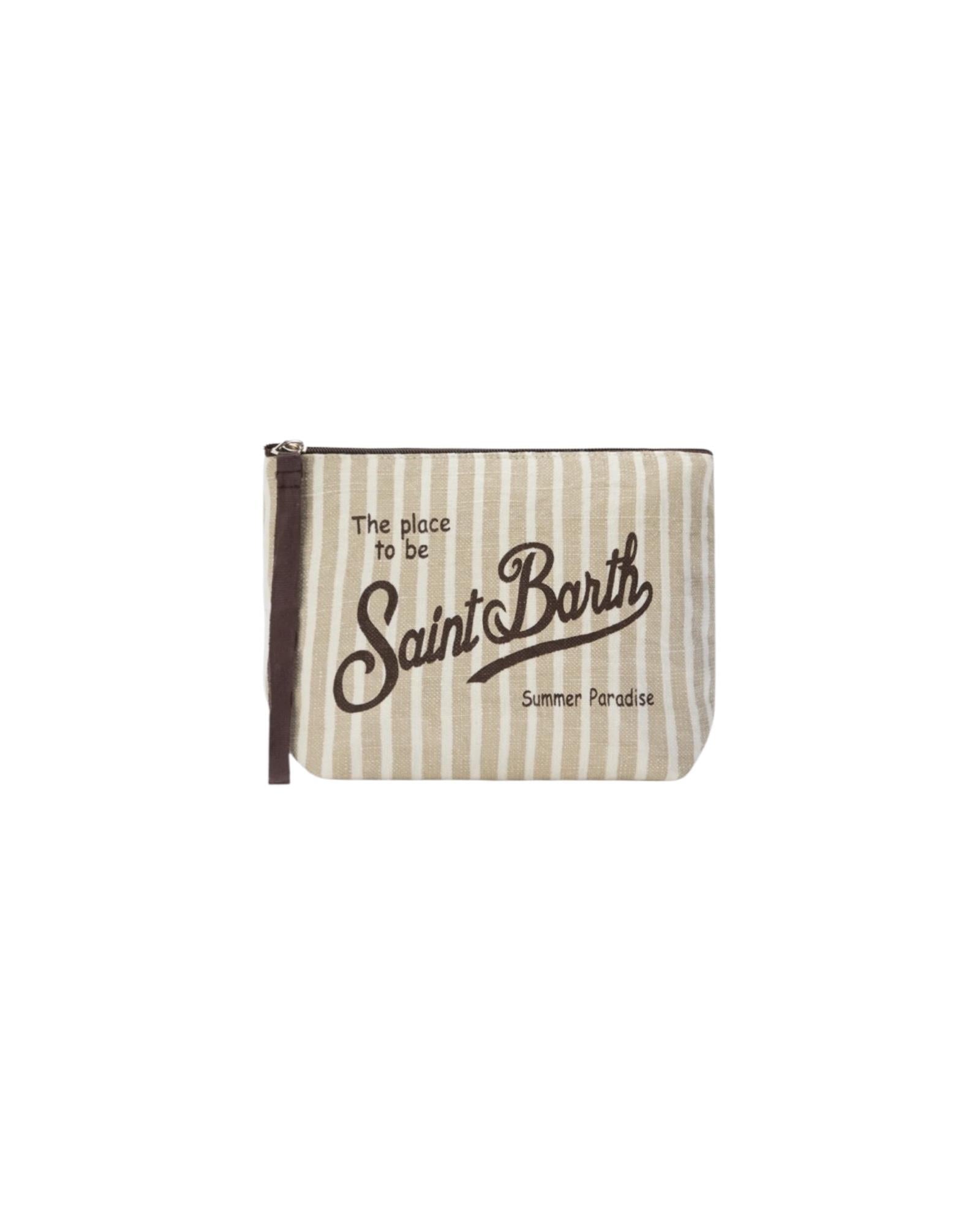 Pochette Aline in lino a righe beige ALI0004 00433L MC2 SAINT BARTH