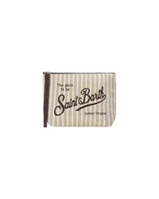 Pochette Aline in lino a righe beige