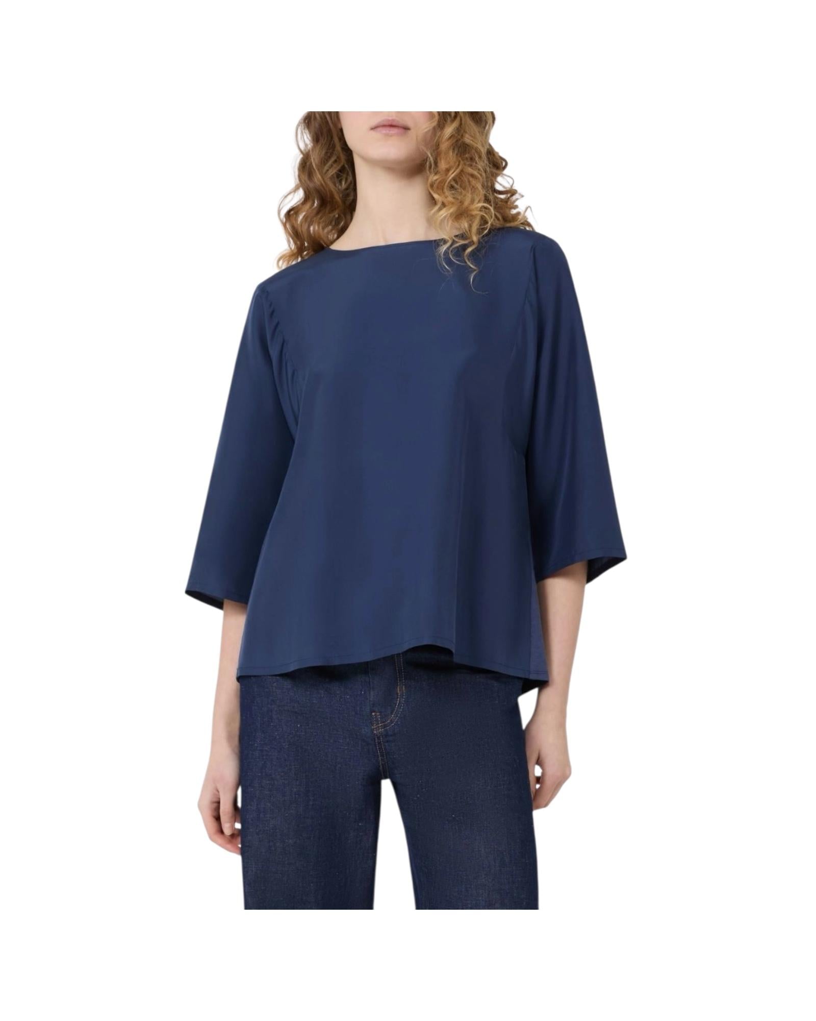 Blusa in habotai di seta e jersey Blu FASTOSO 005 MAX MARA WEEKEND 