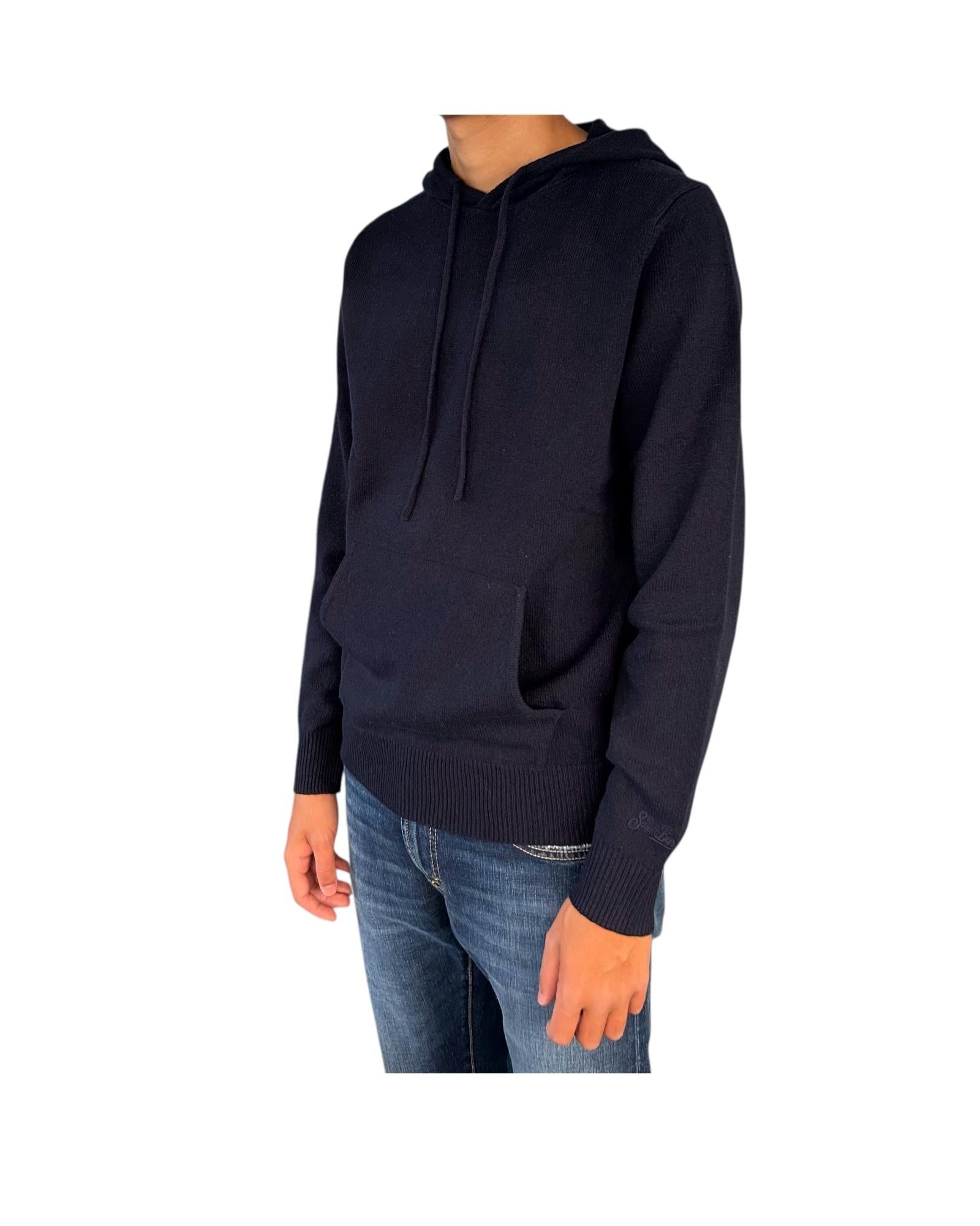 Maglione con cappuccio in lambswool Blu MAH0002 00063I MC2 SAINT BARTH 