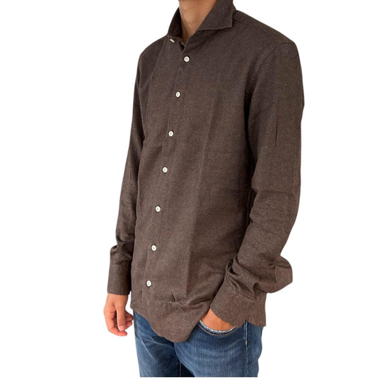 Camicia uomo in flanella Marrone B2338 12 BASTONCINO 