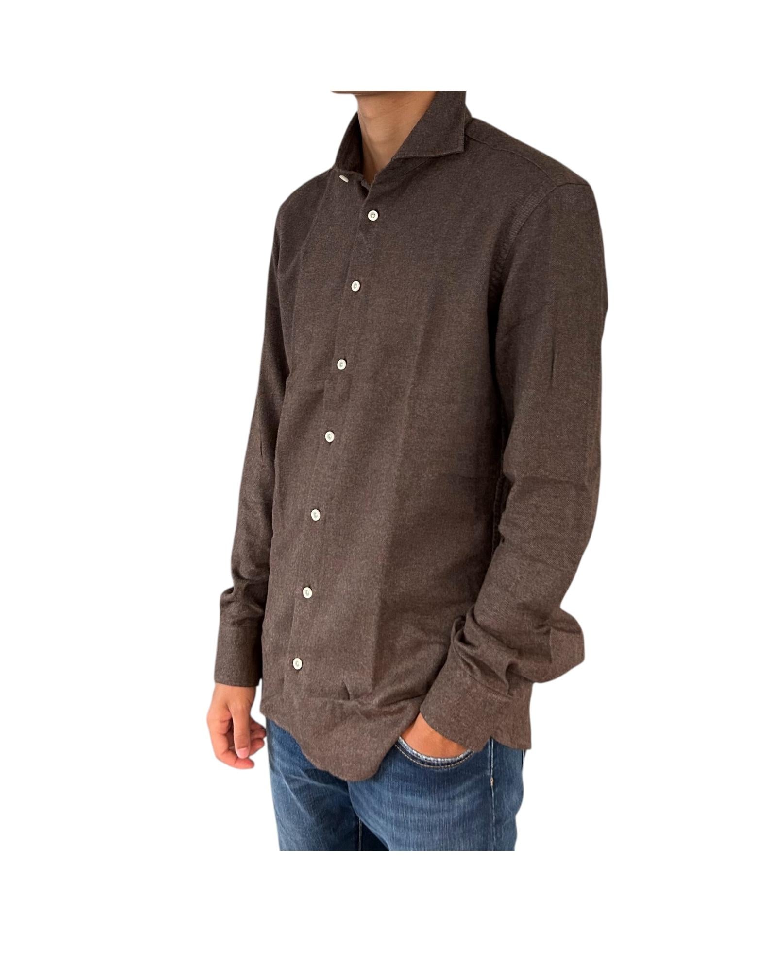 Camicia uomo in flanella Marrone B2338 12 BASTONCINO 