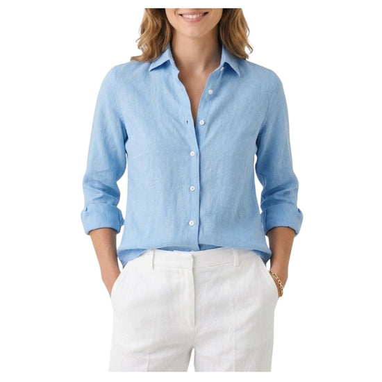 Camicia Donna in lino Celeste D050 PAOLA 3 BASTONCINO 